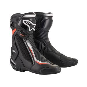 Motoristični škornji Alpinestars SMX Plus 2 črno-beli-fluo rdeči