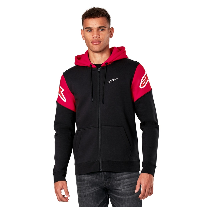 Alpinestars Velocity Pulover s kapuco črno-rdeč