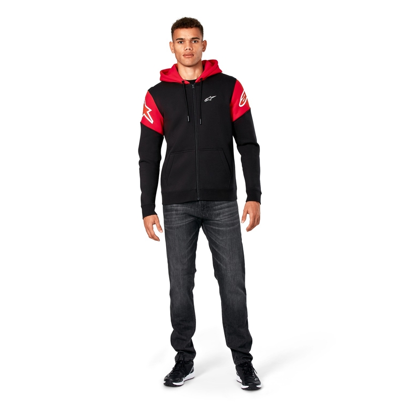 Alpinestars Velocity Pulover s kapuco črno-rdeč