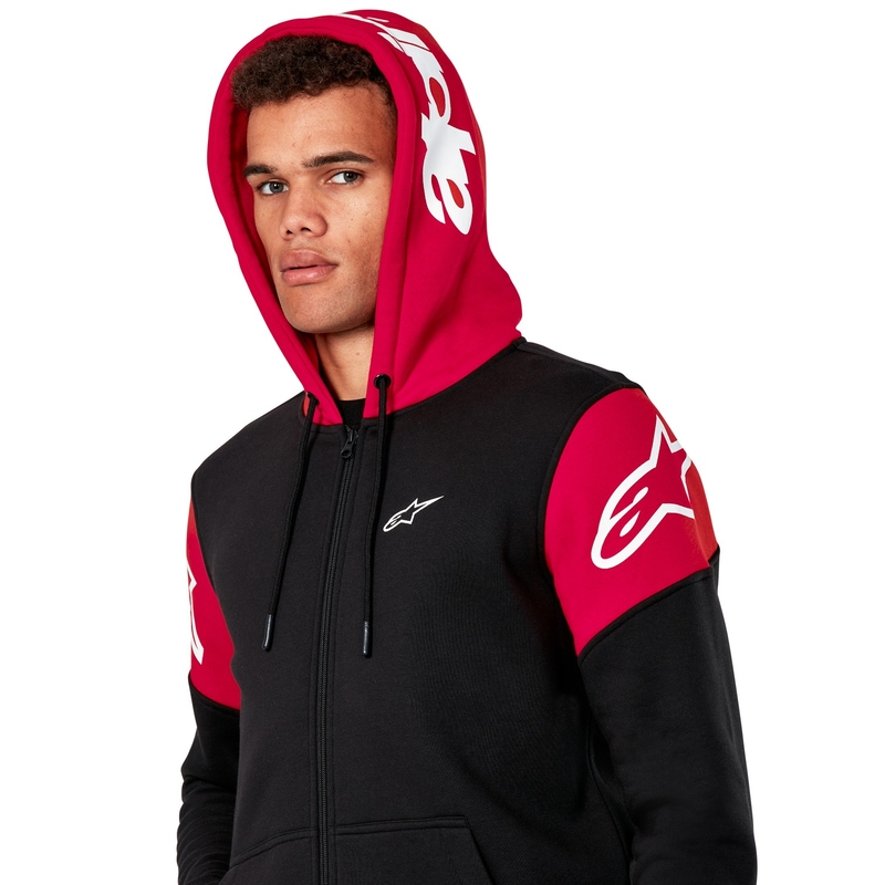 Alpinestars Velocity Pulover s kapuco črno-rdeč