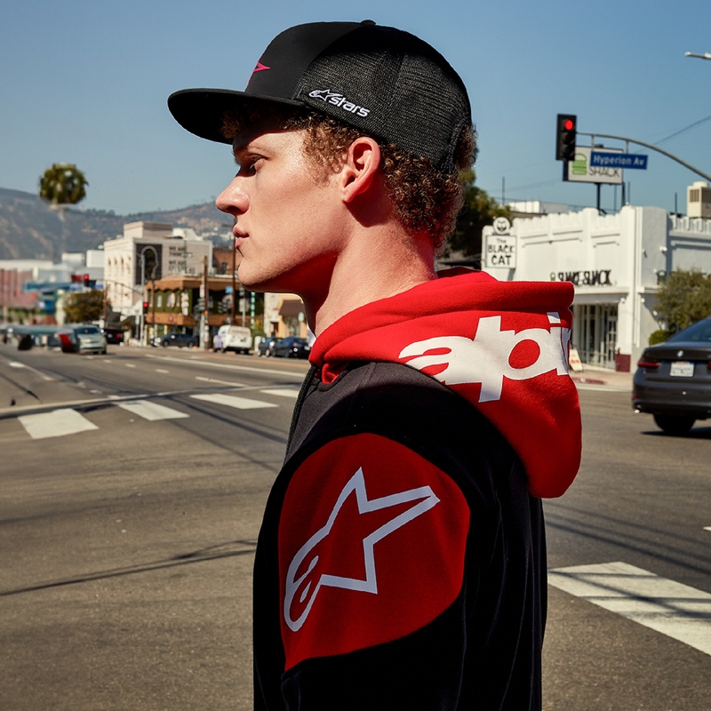 Alpinestars Velocity Pulover s kapuco črno-rdeč