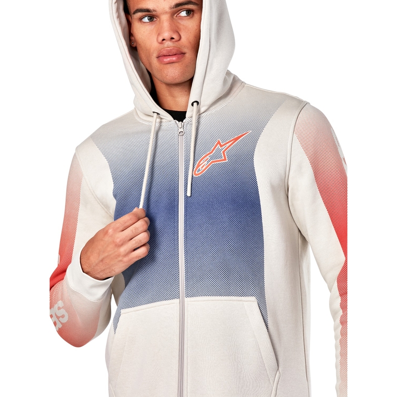 Alpinestars Arising Pulover s kapuco bel umazano-modro-rdeč