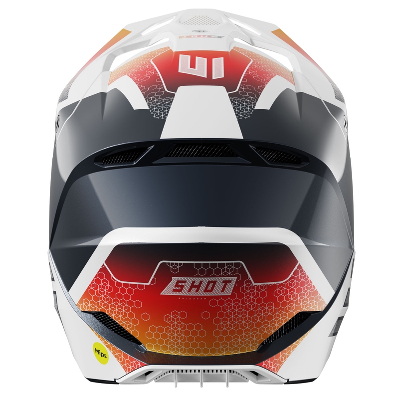 Motokros čelada Shot Race Phaser perla modro-belo-oranžna