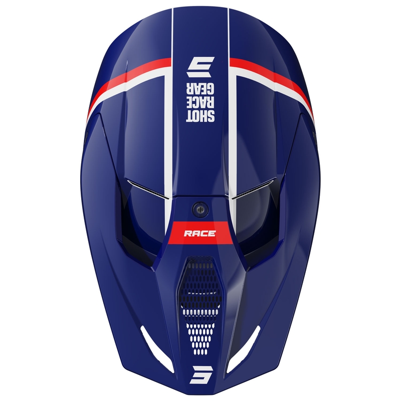 Motokros čelada Shot Race Mythic sijoča modro-rdeča