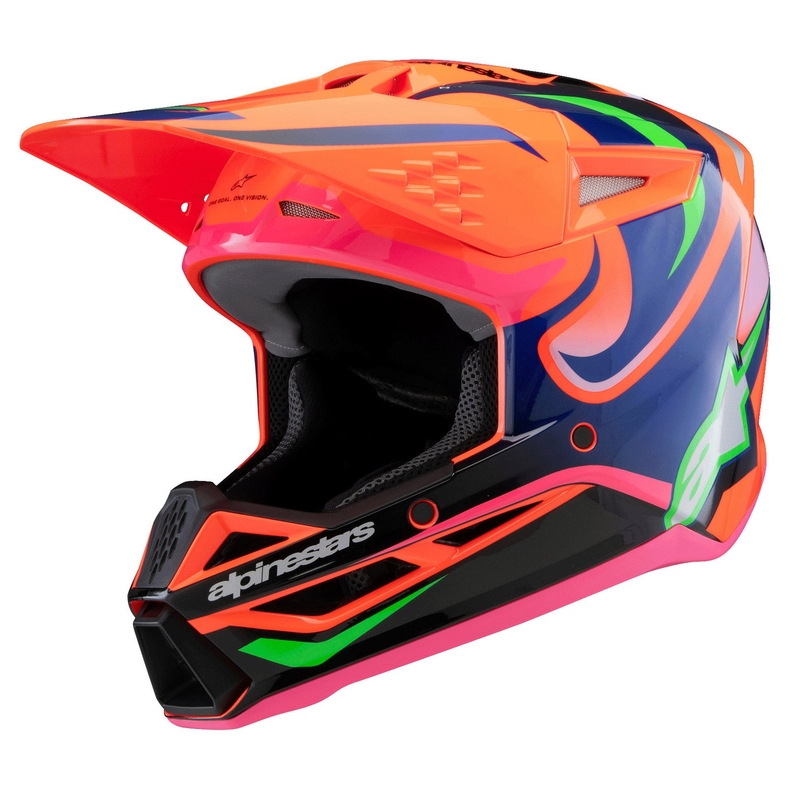Otroška motokros čelada Alpinestars S-M3 HAIDEN DEEGAN fluo oranžna-vijolična-roza-zelena