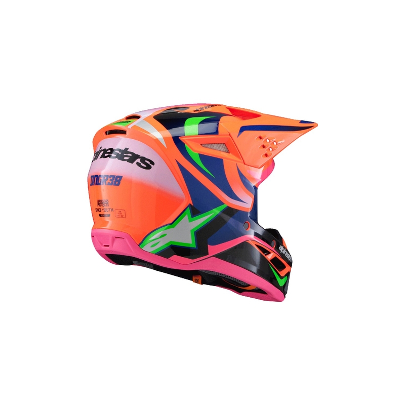 Otroška motokros čelada Alpinestars S-M3 HAIDEN DEEGAN fluo oranžna-vijolična-roza-zelena