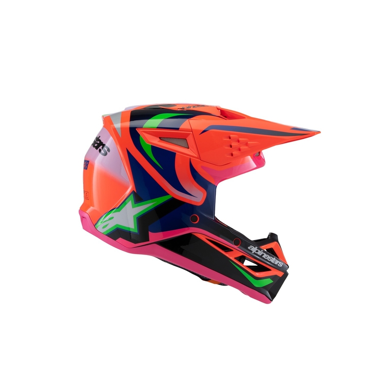 Otroška motokros čelada Alpinestars S-M3 HAIDEN DEEGAN fluo oranžna-vijolična-roza-zelena
