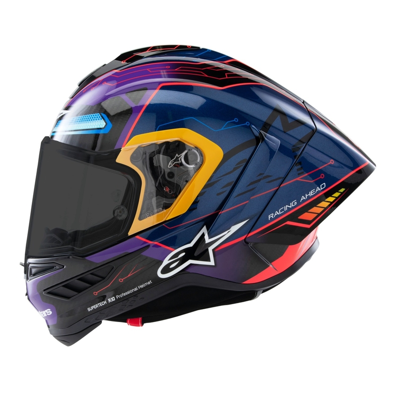 Alpinestars Supertech R-10 Limited Edition Martinator Jorge Martin Integral motoristična čelada modra-vijolična-rdeča-rumena