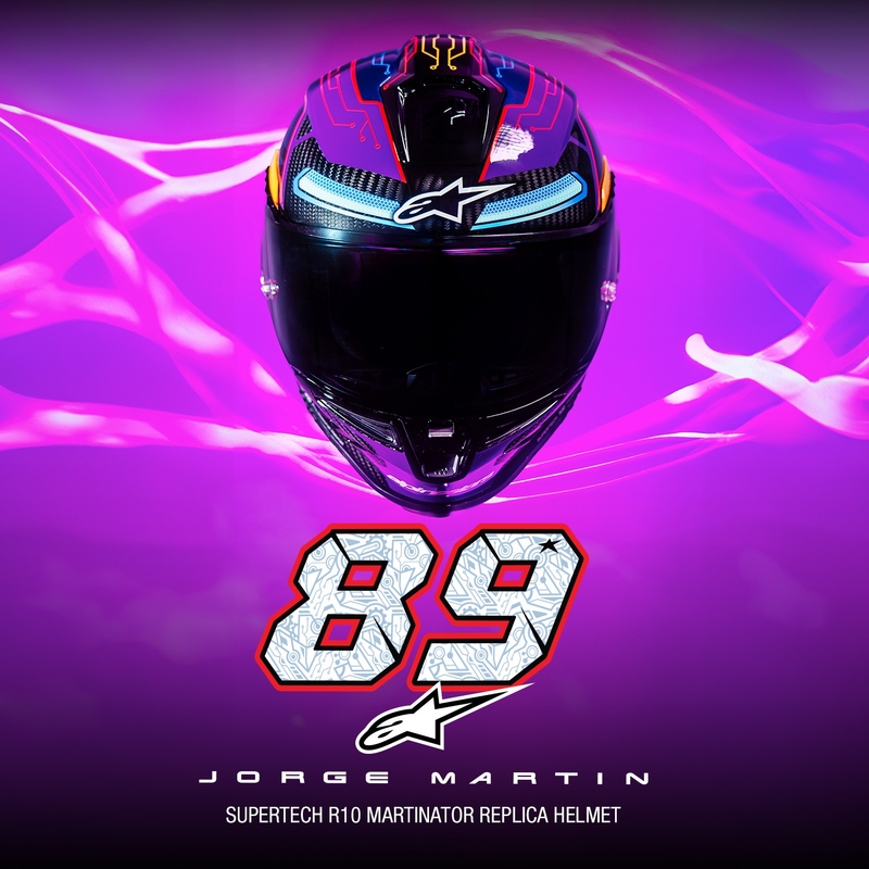 Alpinestars Supertech R-10 Limited Edition Martinator Jorge Martin Integral motoristična čelada modra-vijolična-rdeča-rumena