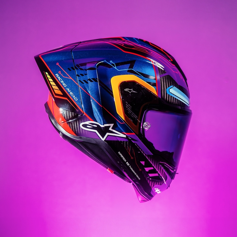 Alpinestars Supertech R-10 Limited Edition Martinator Jorge Martin Integral motoristična čelada modra-vijolična-rdeča-rumena