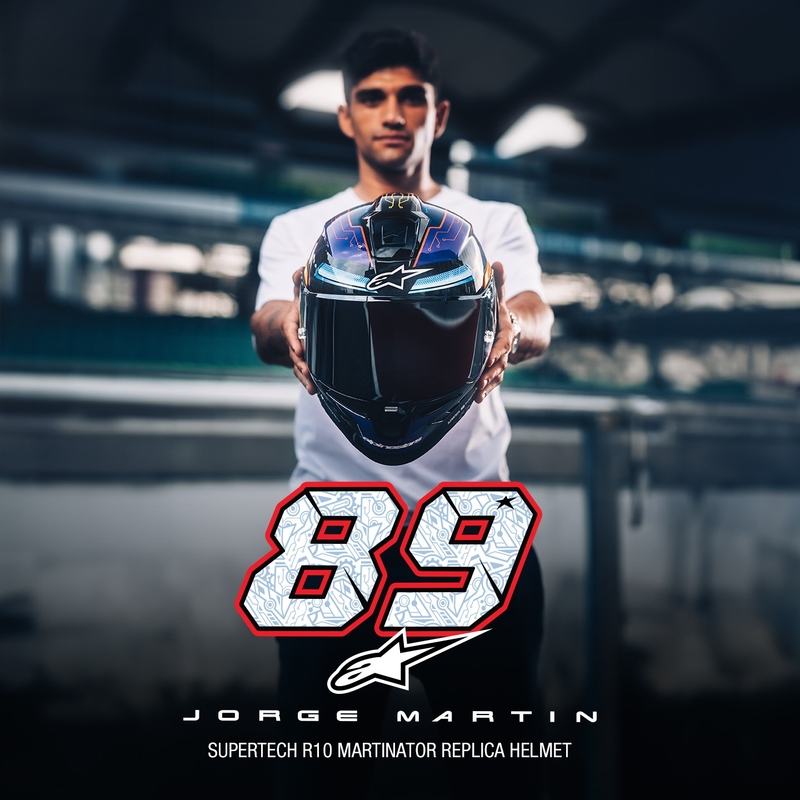 Alpinestars Supertech R-10 Limited Edition Martinator Jorge Martin Integral motoristična čelada modra-vijolična-rdeča-rumena