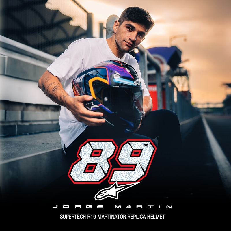 Alpinestars Supertech R-10 Limited Edition Martinator Jorge Martin Integral motoristična čelada modra-vijolična-rdeča-rumena