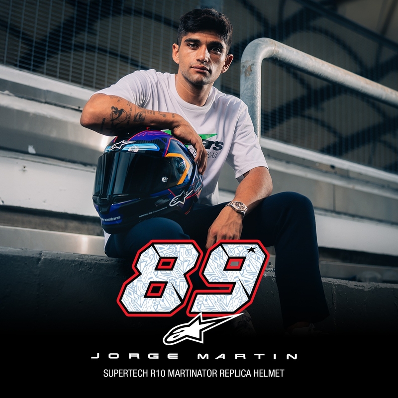 Alpinestars Supertech R-10 Limited Edition Martinator Jorge Martin Integral motoristična čelada modra-vijolična-rdeča-rumena