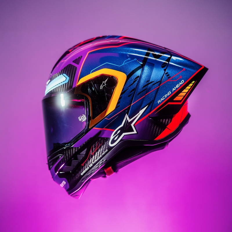 Alpinestars Supertech R-10 Limited Edition Martinator Jorge Martin Integral motoristična čelada modra-vijolična-rdeča-rumena