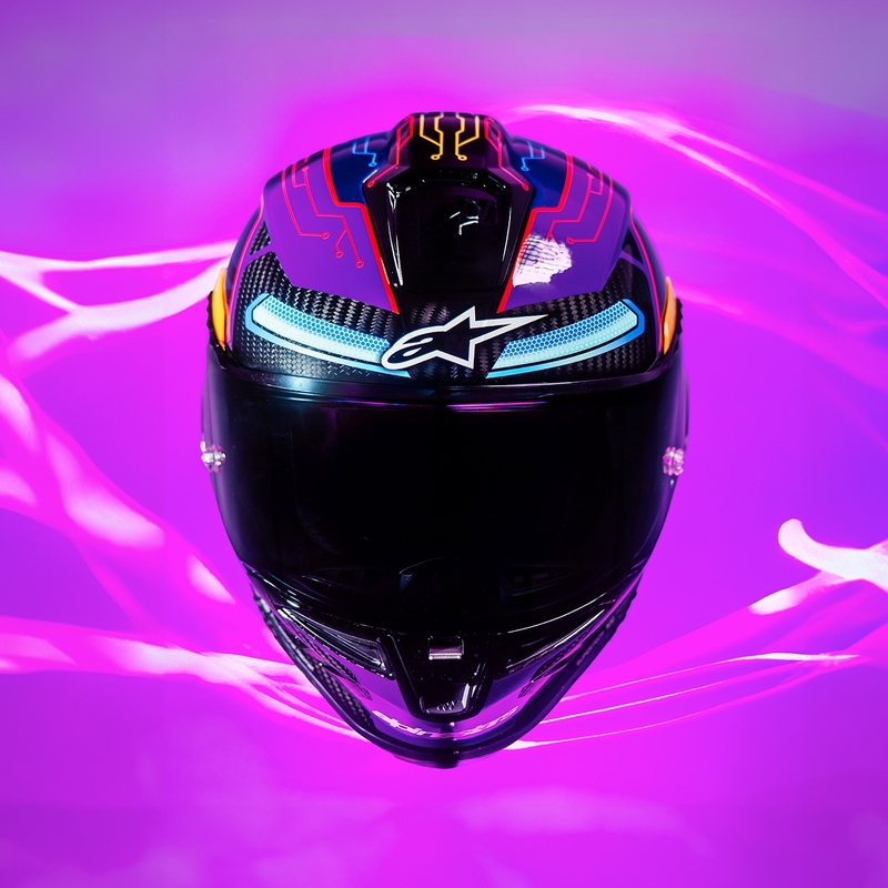 Alpinestars Supertech R-10 Limited Edition Martinator Jorge Martin Integral motoristična čelada modra-vijolična-rdeča-rumena