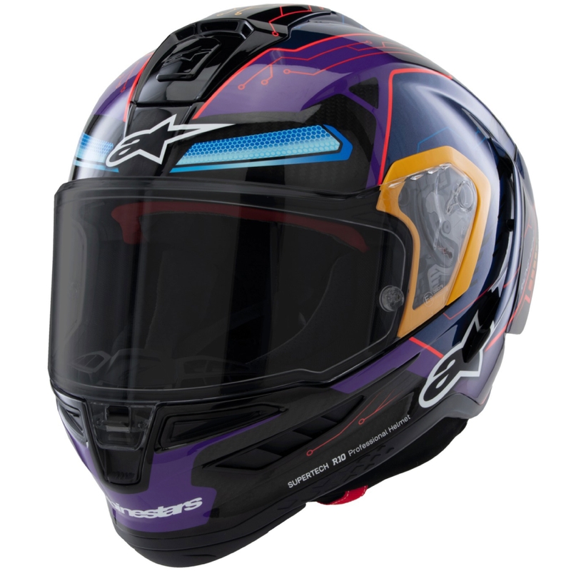 Alpinestars Supertech R-10 Limited Edition Martinator Jorge Martin Integral motoristična čelada modra-vijolična-rdeča-rumena