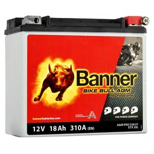 Motoristična baterija brez vzdrževanja Banner Bike Bull AGM PRO 520 01/BETX20L - ETX20L 12V, 18Ah, 310A