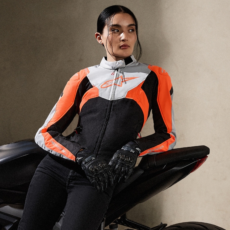 Ženska motoristična jakna Alpinestars Stella T-Jaws 4 Waterproof black-grey-fluo red