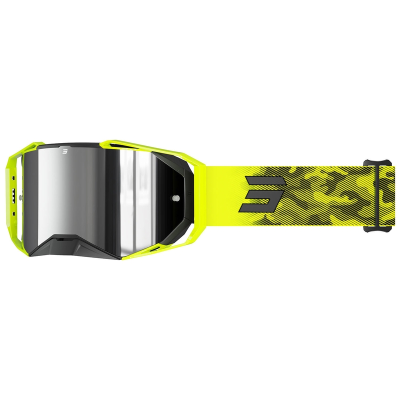 Motokros očala Shot Lite Patrol fluo rumena s srebrnim iridijevim pleksi steklom
