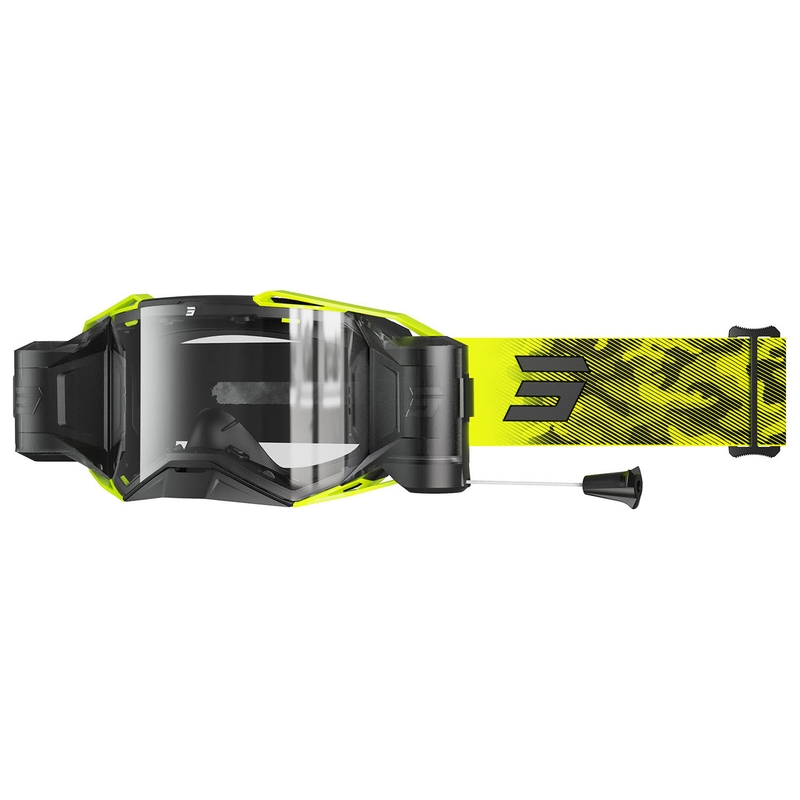 Motokros očala Shot Lite Roll-Off Patrol fluo rumena s prozornim pleksi steklom