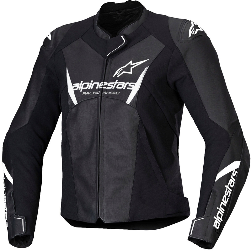 Usnjena ženska motoristična jakna Alpinestars Stella Faster 3 črno-bela