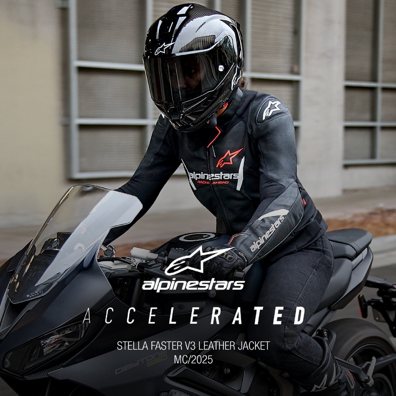 Ženska usnjena motoristična jakna Alpinestars Stella Faster 3 črno-bela-fluo rdeča