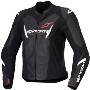 Ženska usnjena motoristična jakna Alpinestars Stella Faster 3 črno-bela-fluo rdeča