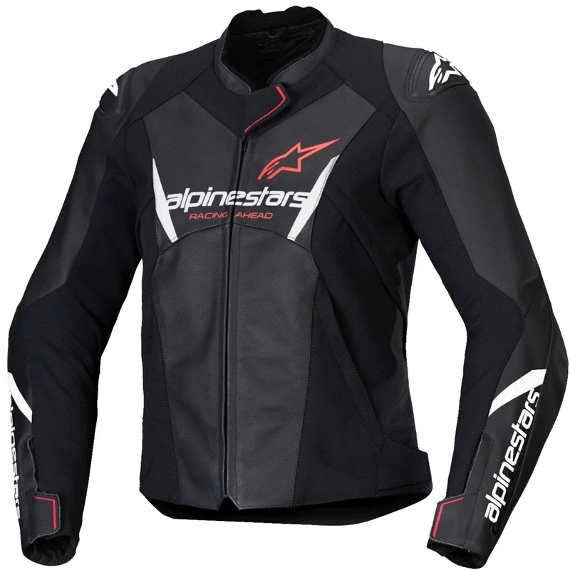 Ženska usnjena motoristična jakna Alpinestars Stella Faster 3 črno-bela-fluo rdeča