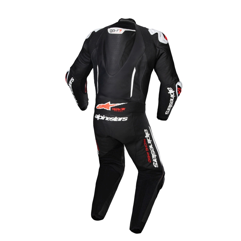 Alpinestars GP-R7 Tech-Air pripravljena/kompatibilna enodelna usnjena motoristična obleka črno-bela-fluo rdeča