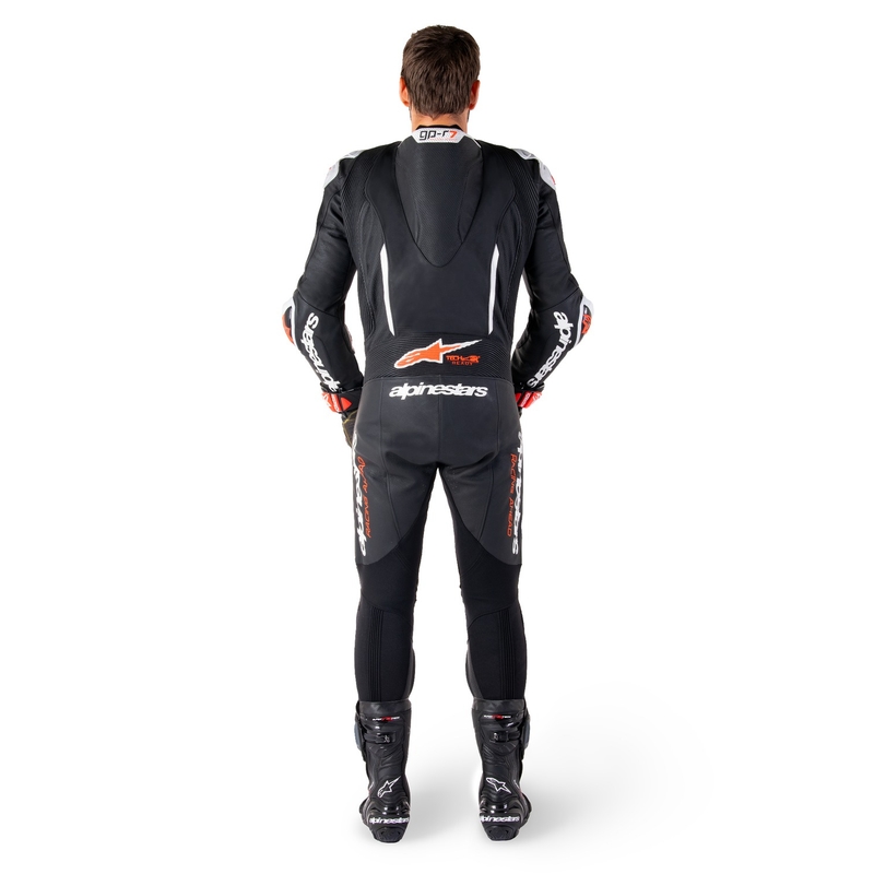 Alpinestars GP-R7 Tech-Air pripravljena/kompatibilna enodelna usnjena motoristična obleka črno-bela-fluo rdeča