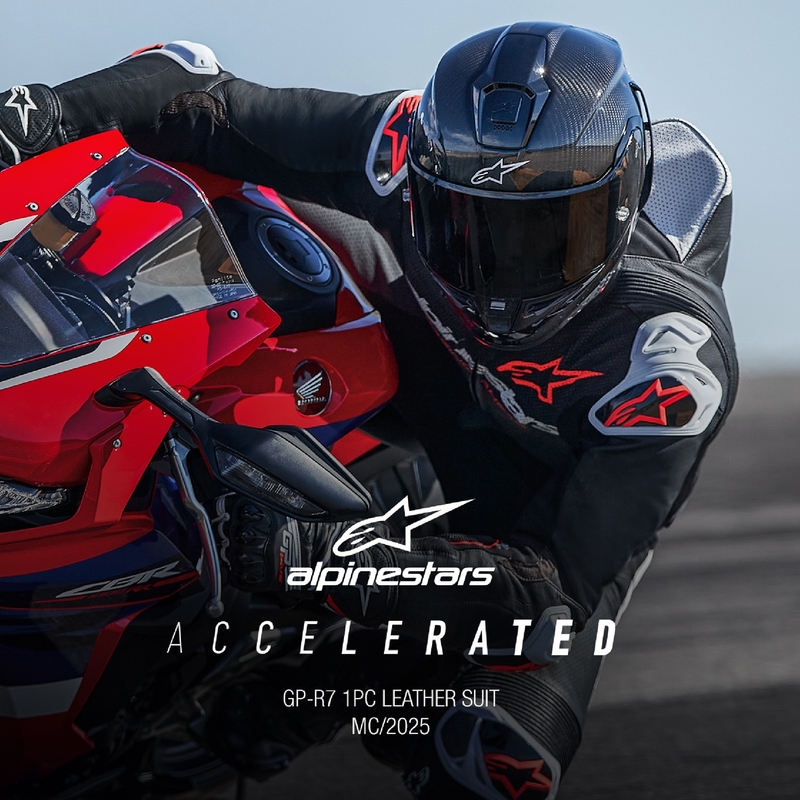 Alpinestars GP-R7 Tech-Air pripravljena/kompatibilna enodelna usnjena motoristična obleka črno-bela-fluo rdeča