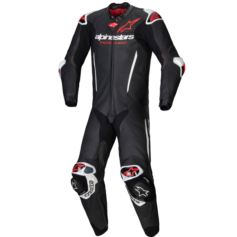 Alpinestars GP-R7 Tech-Air pripravljena/kompatibilna enodelna usnjena motoristična obleka črno-bela-fluo rdeča