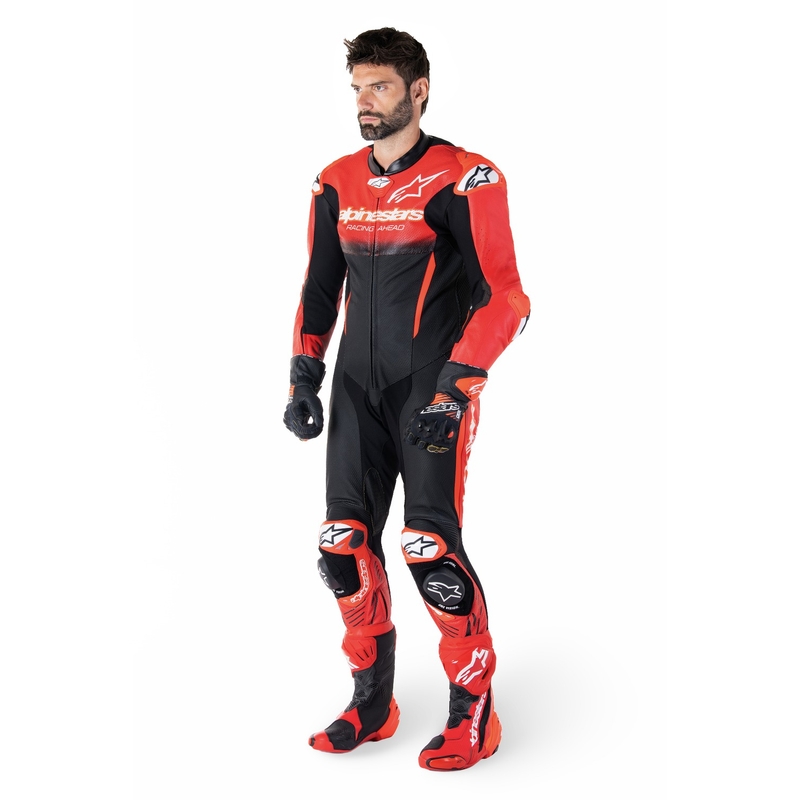 Alpinestars GP-R7 Tech-Air pripravljena/kompatibilna enodelna usnjena obleka črno-rdeča