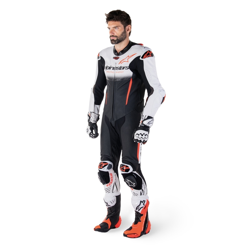 Alpinestars GP-R7 Tech-Air Ready/kompatibilna enodelna usnjena obleka bela-črna-fluo rdeča