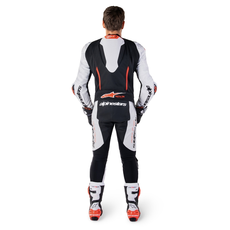 Alpinestars GP-R7 Tech-Air Ready/kompatibilna enodelna usnjena obleka bela-črna-fluo rdeča