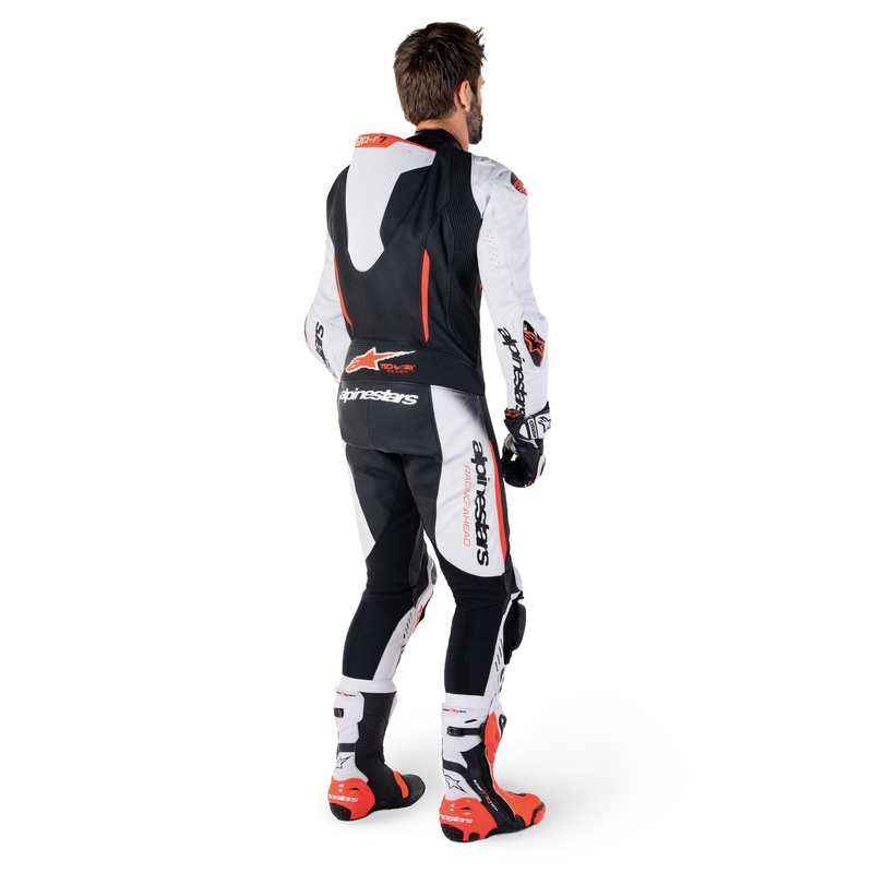 Alpinestars GP-R7 Tech-Air Ready/kompatibilna enodelna usnjena obleka bela-črna-fluo rdeča