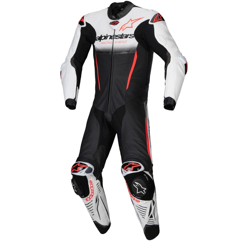 Alpinestars GP-R7 Tech-Air Ready/kompatibilna enodelna usnjena obleka bela-črna-fluo rdeča