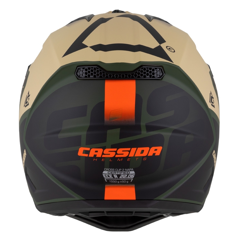 Motokros motoristična čelada Cassida Cross Cup 2 Napa mat peščeno-zelena-oranžna-črna