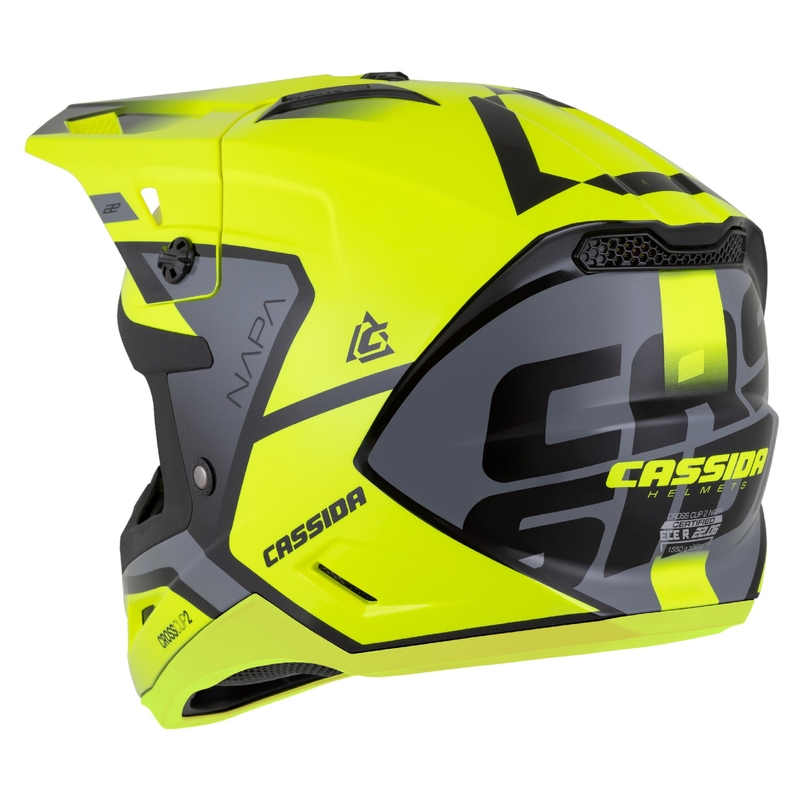 Motokros motoristična čelada Cassida Cross Cup 2 Napa fluo rumeno-črna-biserno siva