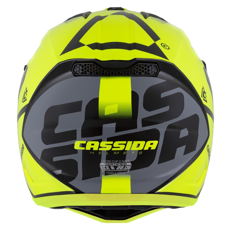Motokros motoristična čelada Cassida Cross Cup 2 Napa fluo rumeno-črna-biserno siva