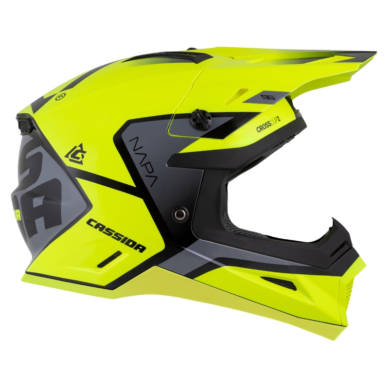 Motokros motoristična čelada Cassida Cross Cup 2 Napa fluo rumeno-črna-biserno siva