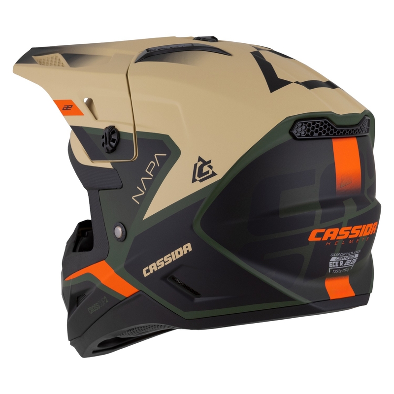 Otroška motoristična čelada za motokros Cassida Cross Cup 2 Napa Matte Sand-Green-Orange-Black