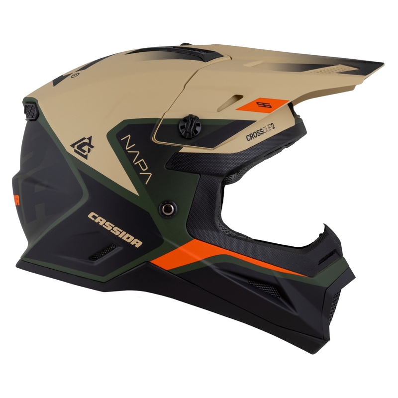 Otroška motoristična čelada za motokros Cassida Cross Cup 2 Napa Matte Sand-Green-Orange-Black