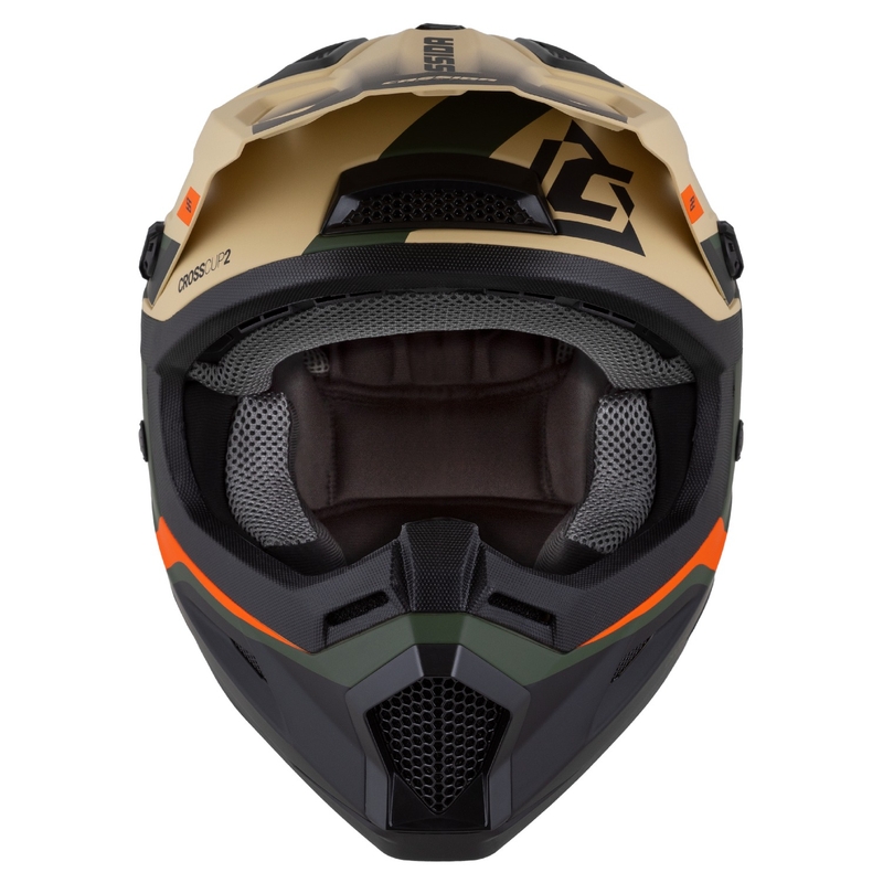 Otroška motoristična čelada za motokros Cassida Cross Cup 2 Napa Matte Sand-Green-Orange-Black