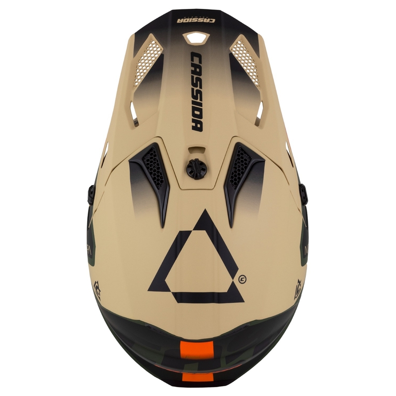 Otroška motoristična čelada za motokros Cassida Cross Cup 2 Napa Matte Sand-Green-Orange-Black