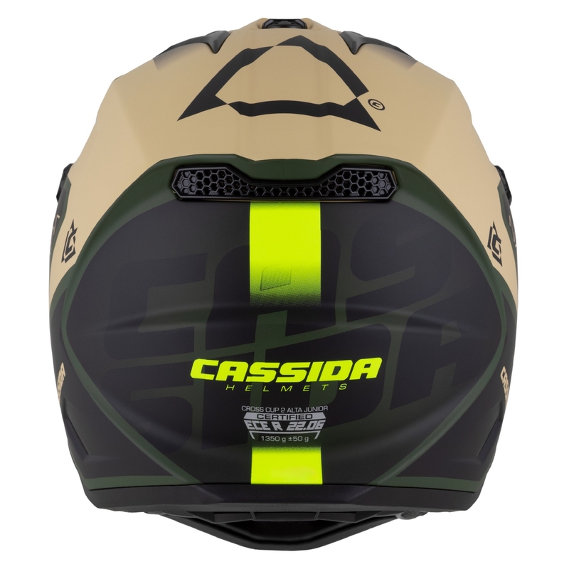 Otroška motoristična čelada za motokros Cassida Cross Cup 2 Napa Matte Sand-Green-Fluo Yellow-Black
