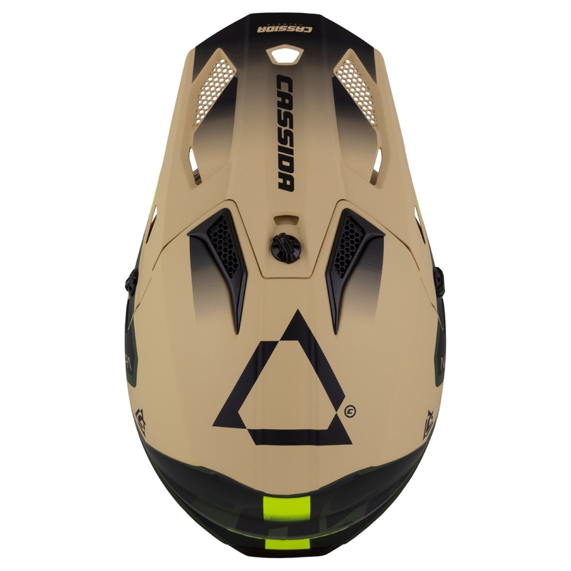 Otroška motoristična čelada za motokros Cassida Cross Cup 2 Napa Matte Sand-Green-Fluo Yellow-Black