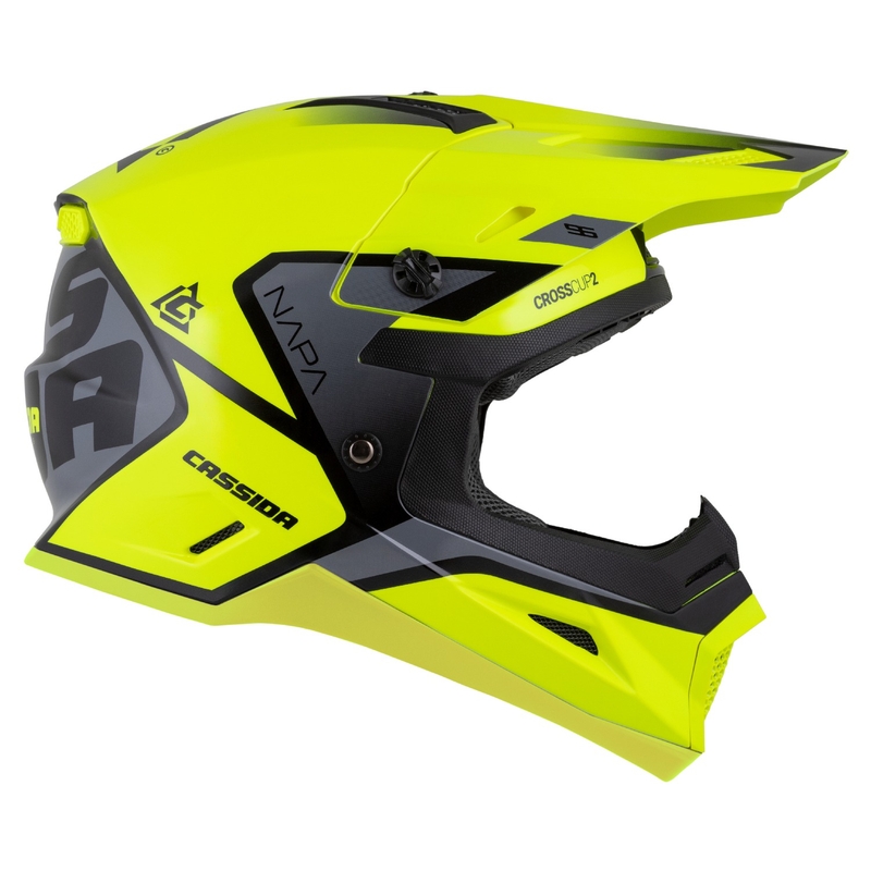 Otroška motokros čelada Cassida Cross Cup 2 Napa Fluo Yellow-Black-Grey Pearl