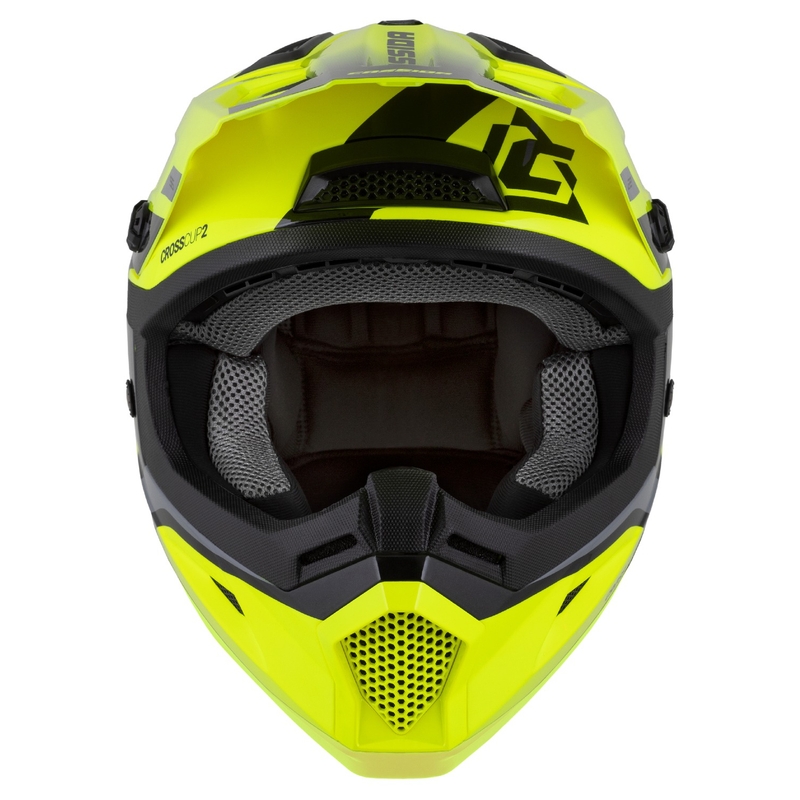 Otroška motokros čelada Cassida Cross Cup 2 Napa Fluo Yellow-Black-Grey Pearl