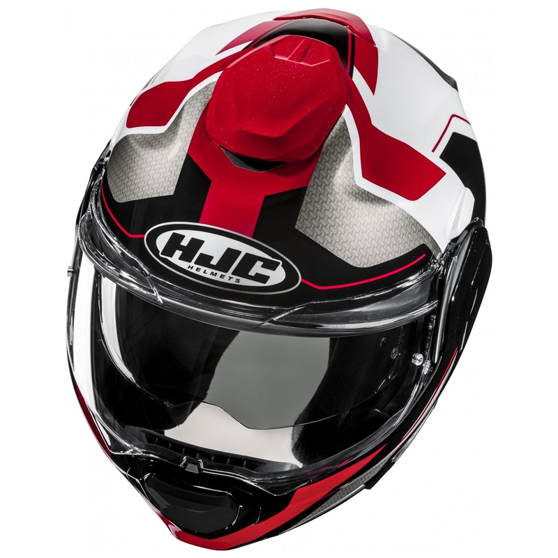 Motoristična čelada na preklop HJC F100 Bios MC1 sivo-črno-rdeča